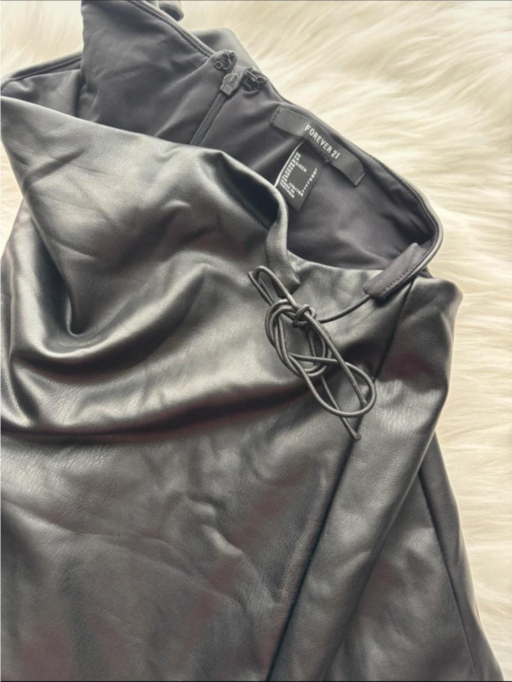 Black Faux Leather skirt with Ties on sides